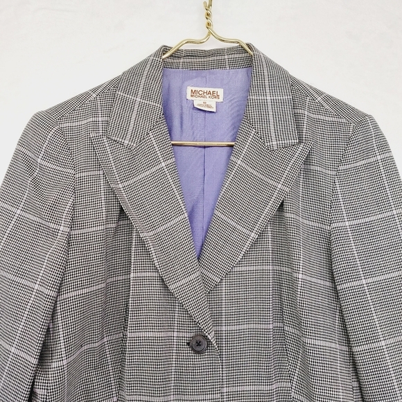 NWT MICHAEL Michael Kors Houndstooth Plaid Button Front Blazer P1425 - Picture 2 of 8